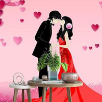 Romantic wallpaper house escape